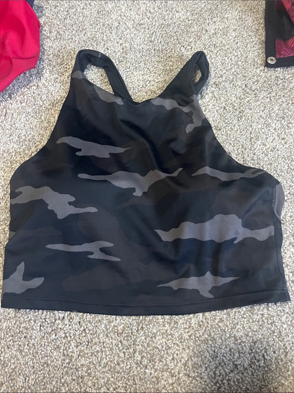 ATHLETA Camo High-Neck Crop Bralette - Black/Grey